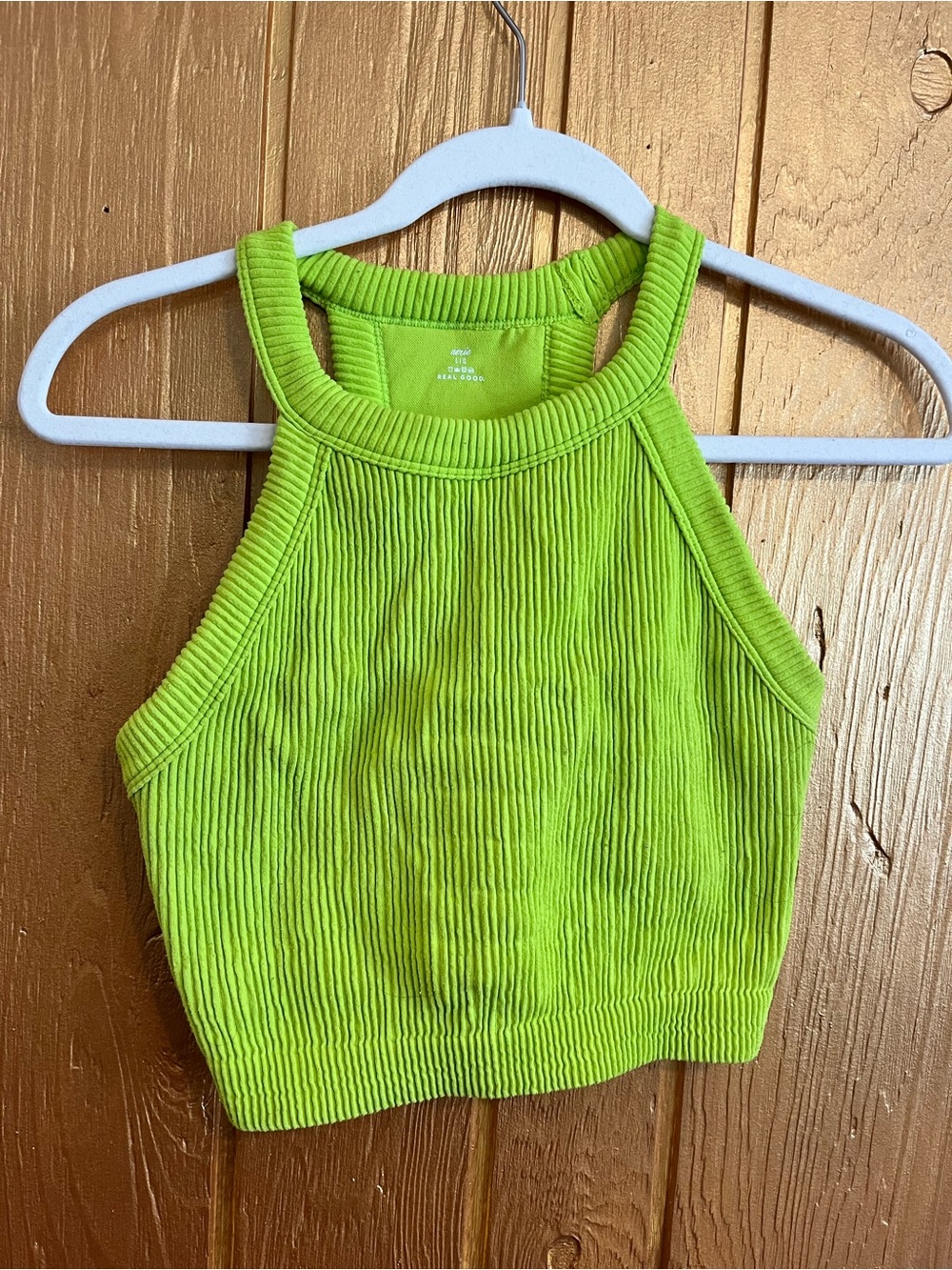 aerie Superchill Seamless Bra Top Lime Slush